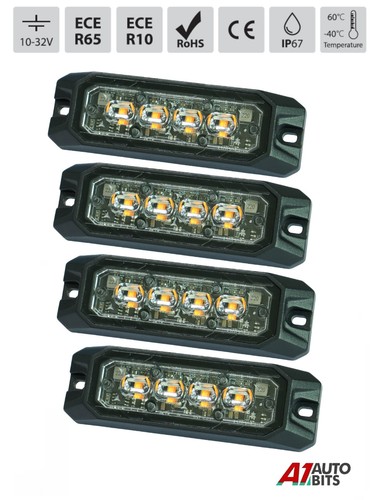 Amber led warnleuchte - 4x,