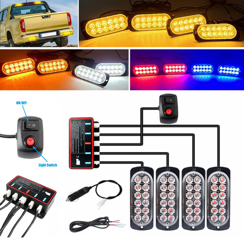 12led auto warnlicht - 4x,